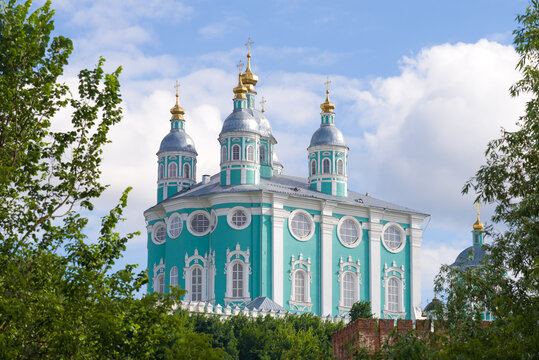 View of the Assumption Cathedral on a sunny July day. Smolensk, Russia