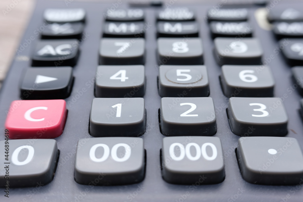 Poster close up calculator on table and business and finance concepts