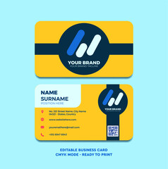 Bussines Card Template Ready to Print Yellow Blue