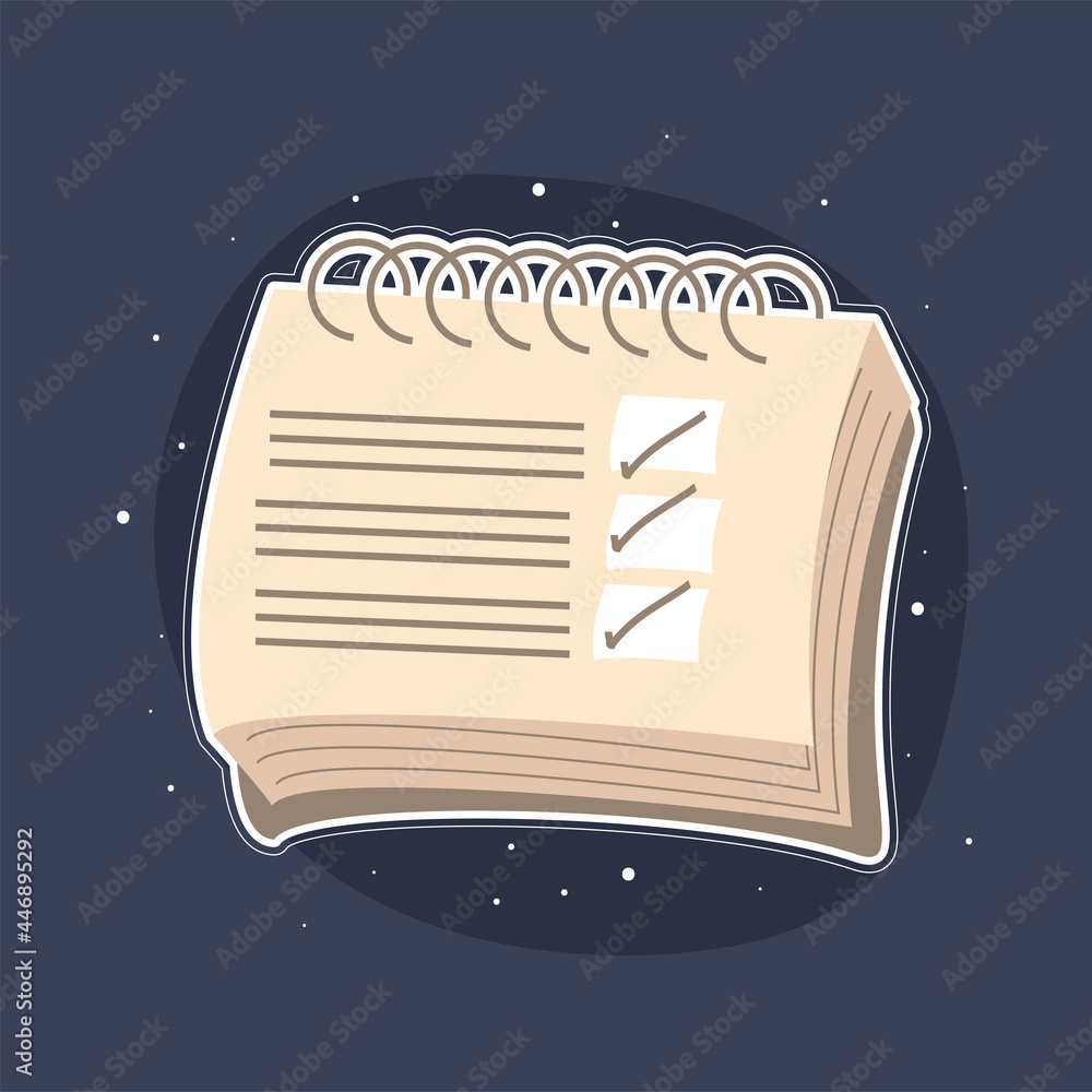 Poster notebook and checkmark list