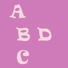 Seamless pattern from the first letters of the alphabet on a pink background for textiles.