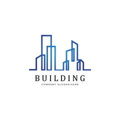 Fototapeta premium Urban building construction logo icon symbol, house, apartment, city view