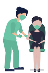 Nurse vaccinating woman