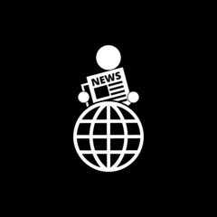 World news icon isolated on dark background