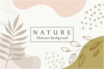 Abstract Nature background with autumn elements, shapes, plants. Background for mobile app, Desktop, Wallpaper, etc. Vector illustration