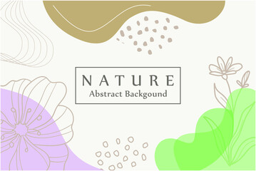 Abstract Nature background with autumn elements, shapes, plants. Background for mobile app, Desktop, Wallpaper, etc. Vector illustration
