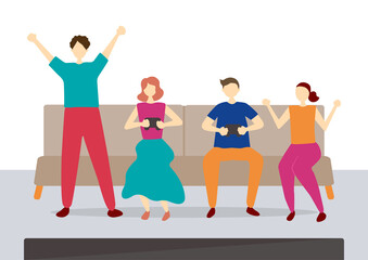 部屋でゲームをする人達