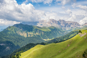 Fototapeta premium View at a alp valley in the dolomites mountains