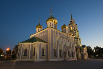 Cathedral of the Assumption of the Blessed Virgin Mary in the Tula Kremlin on a July night. Russia