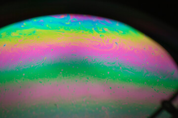the beauty of the colorful pattern of soap bubbles is like a small planet