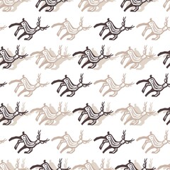 Brown Autumn Deer Vector Graphic Art Seamless Pattern