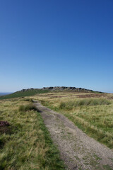 clear blue skies over the Derbyshire Peak District 