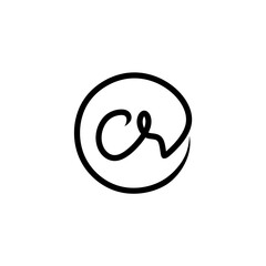 CR Initial handwriting logo design template vector.