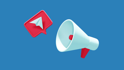 Megaphone with flying paper plane icon