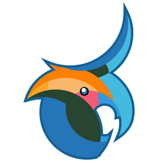 Obraz premium Parrot and hornbill head logo vector design