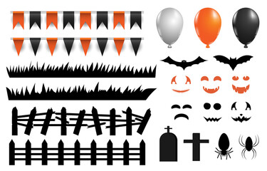 21072101 Halloween decoration vector set