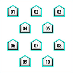 Colorful shape vector numbers. Colorful info-graphic numbers can be use to create presentation. Bullet points numbers one to ten.