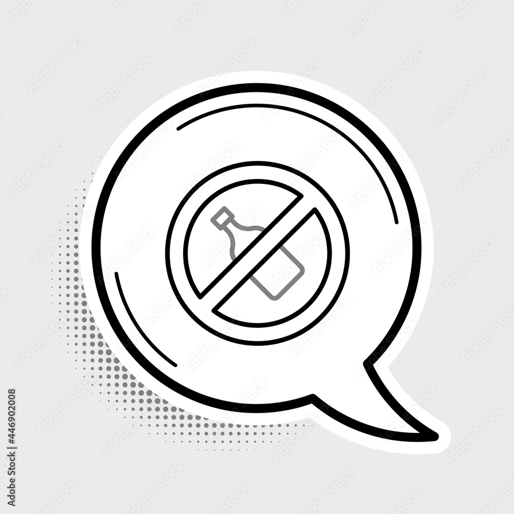 Canvas Prints Line No alcohol icon isolated on grey background. Prohibiting alcohol beverages. Forbidden symbol with beer bottle glass. Colorful outline concept. Vector