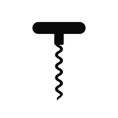 Black bottle corkscrew on white background, vector illustration