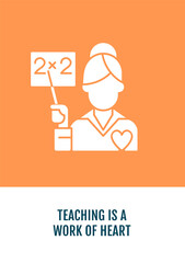 Inborn talent for being teacher greeting card with glyph icon element. Creative simple postcard vector design. Decorative invitation with minimal illustration. Creative banner with celebratory text