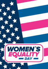 Women's Equality Day in United States. Female holiday, celebrated annually in August 26. Women right history month. Feminism concept. Poster, greeting card, banner and background. Vector illustration