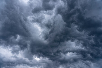 Dramatic stormy sky with beautiful cloud at sundown before the rain