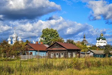 Old wooden houses in Rostov town