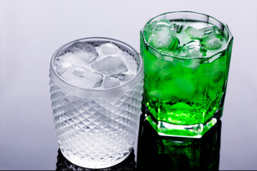 Summer refreshment green cocktail with lemon