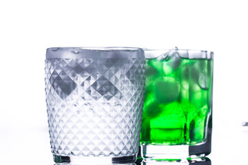Summer refreshment green cocktail with lemon