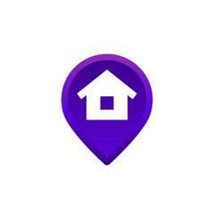 home, house and pin marker vector icon