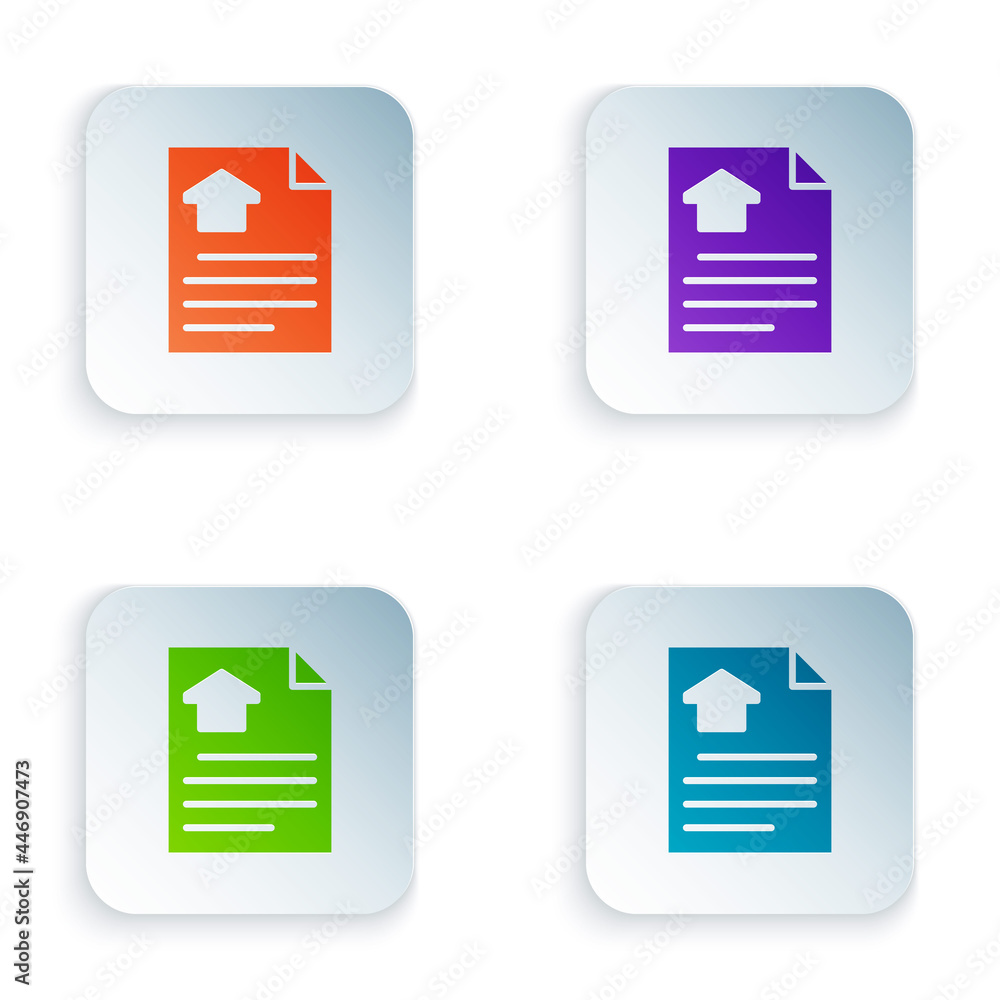 Poster color house contract icon isolated on white background. contract creation service, document formatio