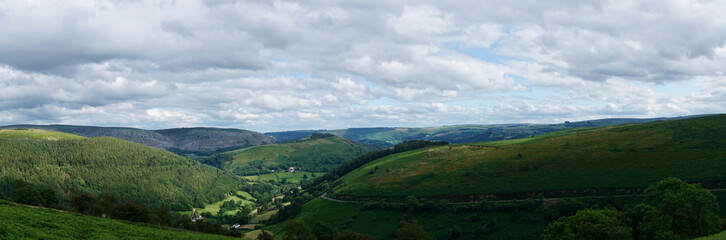 views across horseshoe pass in Wales 