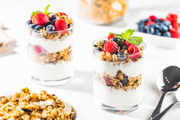 Breakfast with granola and fresh fruit