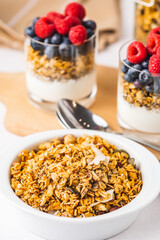 Breakfast with granola and fresh fruit
