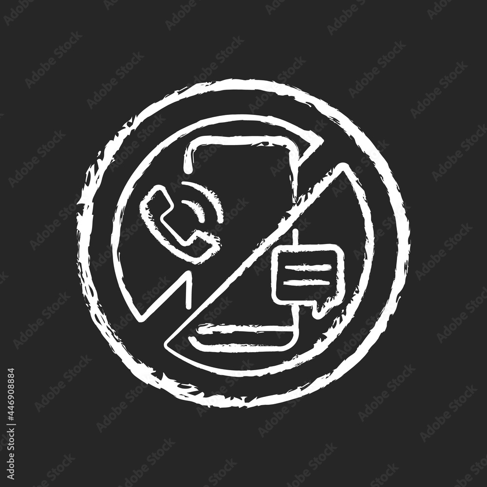 Poster digital detox chalk white icon on dark background. refraining from using tech devices. fully disconn
