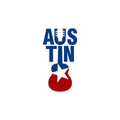 Austin Texas Logo. Guitar Icon.