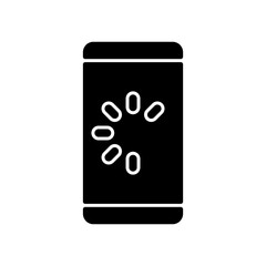 Slow phone black glyph icon. Speed up mobile phone. Lagging and freezing issue. Cellphone speed malfunction. System failure reason. Silhouette symbol on white space. Vector isolated illustration