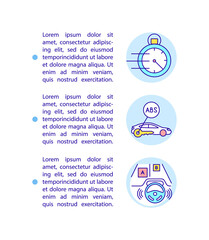 EV driving experience improvement concept line icons with text. Smart features. PPT page vector template with copy space. Brochure, magazine, newsletter design element. 3 linear illustrations on white