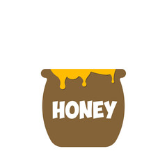Honeycombs and sweet sticky honey puddle isolated 