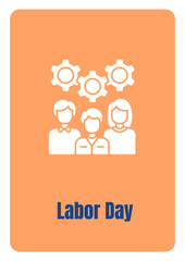 Best wishes to employees greeting card with glyph icon element. Creative simple postcard vector design. Decorative invitation with minimal illustration. Creative banner with celebratory text