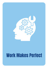 Achieving fulfilling career greeting card with glyph icon element. Creative simple postcard vector design. Decorative invitation with minimal illustration. Creative banner with celebratory text