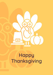 Harvest celebration greeting card with glyph icon element. Creative simple postcard vector design. Decorative invitation with minimal illustration. Creative banner with celebratory text