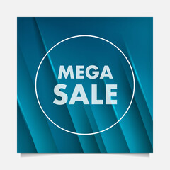 Modern minimal square banner template with blue gradient color background. Suitable for social media post and web internet ads. 