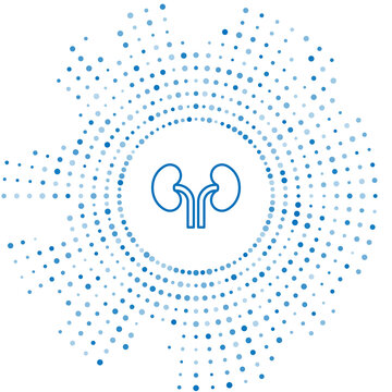 recommend clip art: Blue line Human kidneys icon isolated on white background. Abstract circle random dots. Vector