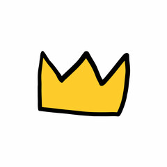 Cute crown. Hand drawn doodle illustration. Cartoon kids clipart for children's room decor, birthday party or textile of apparel. Isolated on white background. Line art king or queen crown sketch