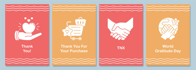 International appreciation day greeting card with glyph icon element set. Creative simple postcard vector design. Decorative invitation with minimal illustration. Creative banner with celebratory text