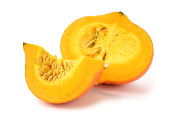 pumpkin and slice on white background.
