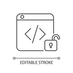 Open source code platforms linear icon. Permission modifying and enhancing code freely. Thin line customizable illustration. Contour symbol. Vector isolated outline drawing. Editable stroke