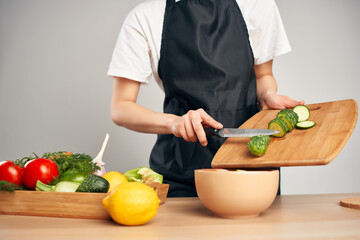 cutting vegetables salad vitamins healthy food