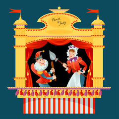 Traditional puppet show featuring Mr. Punch and his wife Judy.